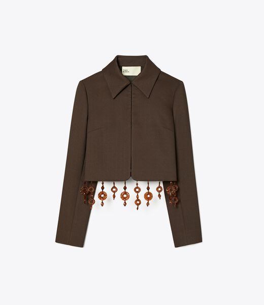 tory burch جاكيت كريب قصير