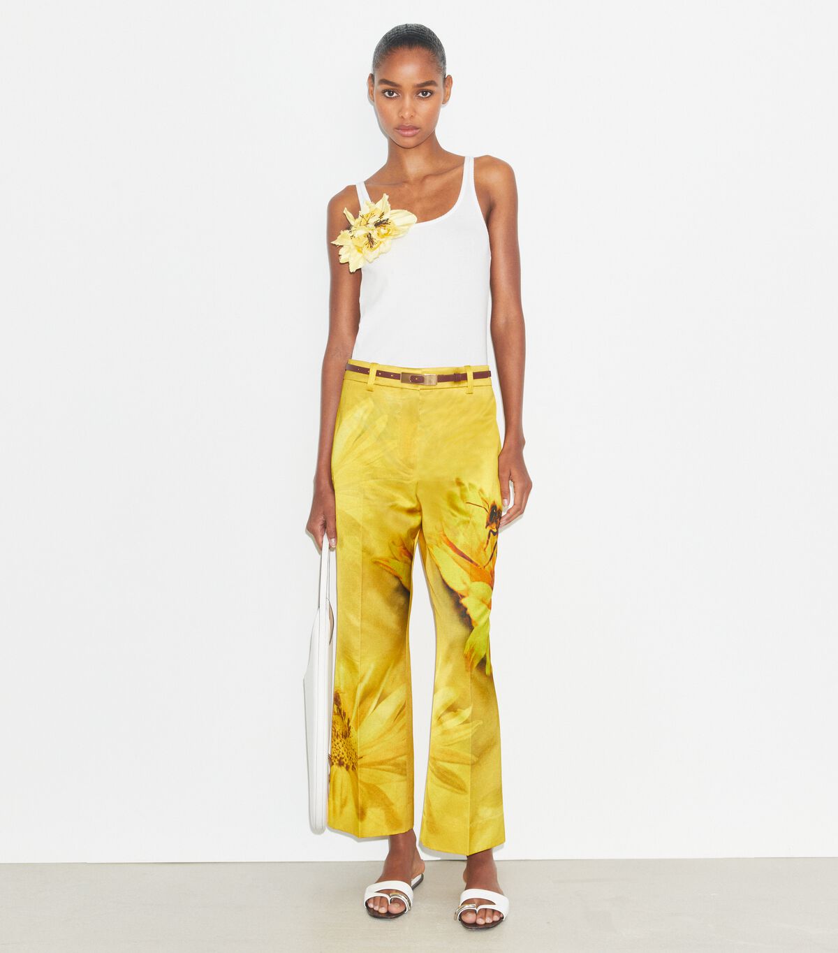 tory burch printed satin trouser