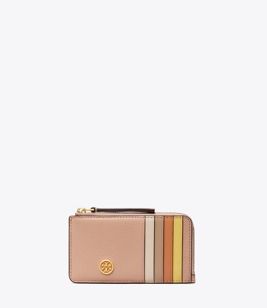 tory burch robinson pebbled top zip card case
