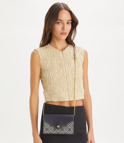 tory burch t monogram envelope chain wallet