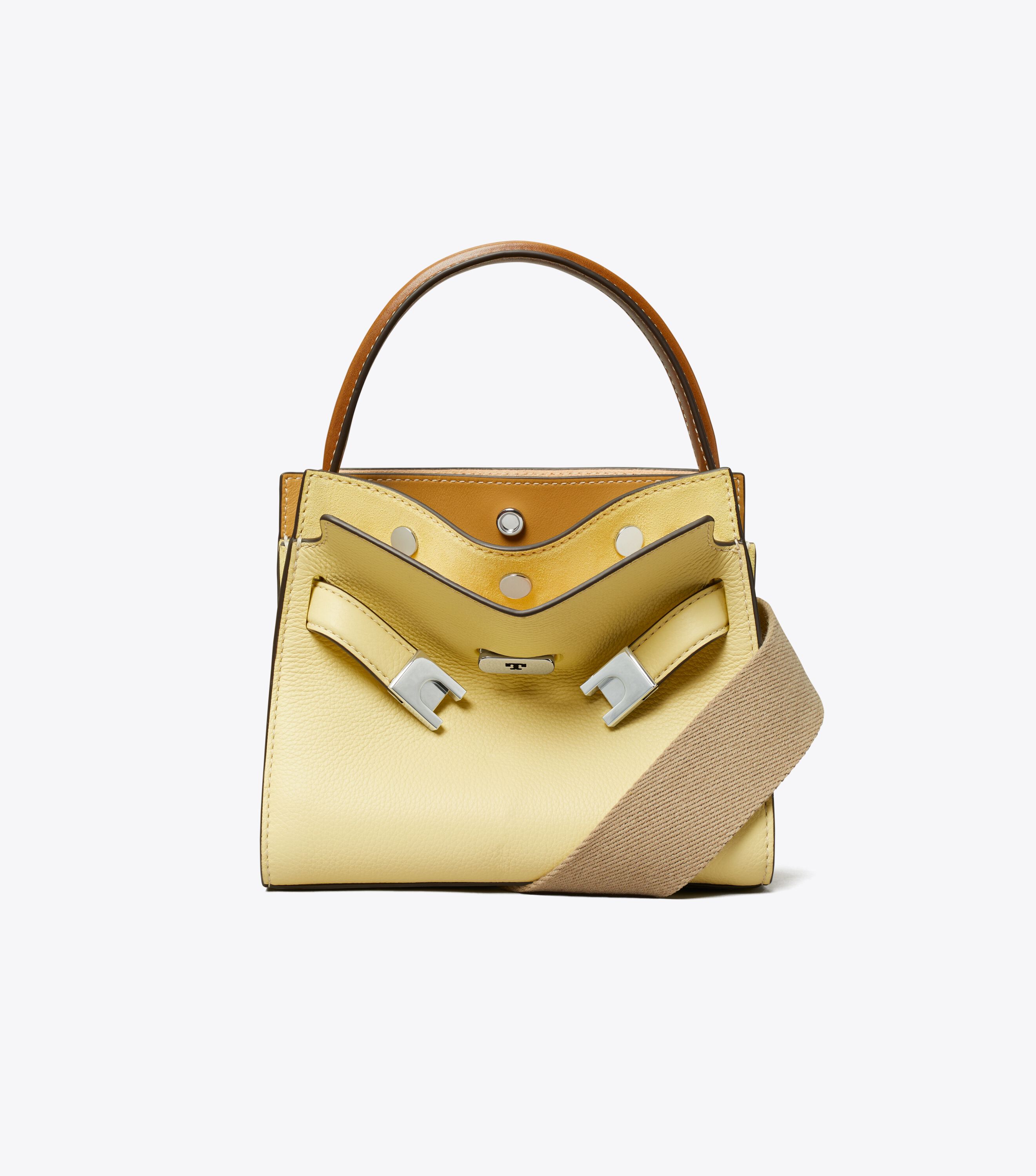 Petite Lee Radziwill Pebbled Double Bag, Lemon Sugar | Tory Burch UAE