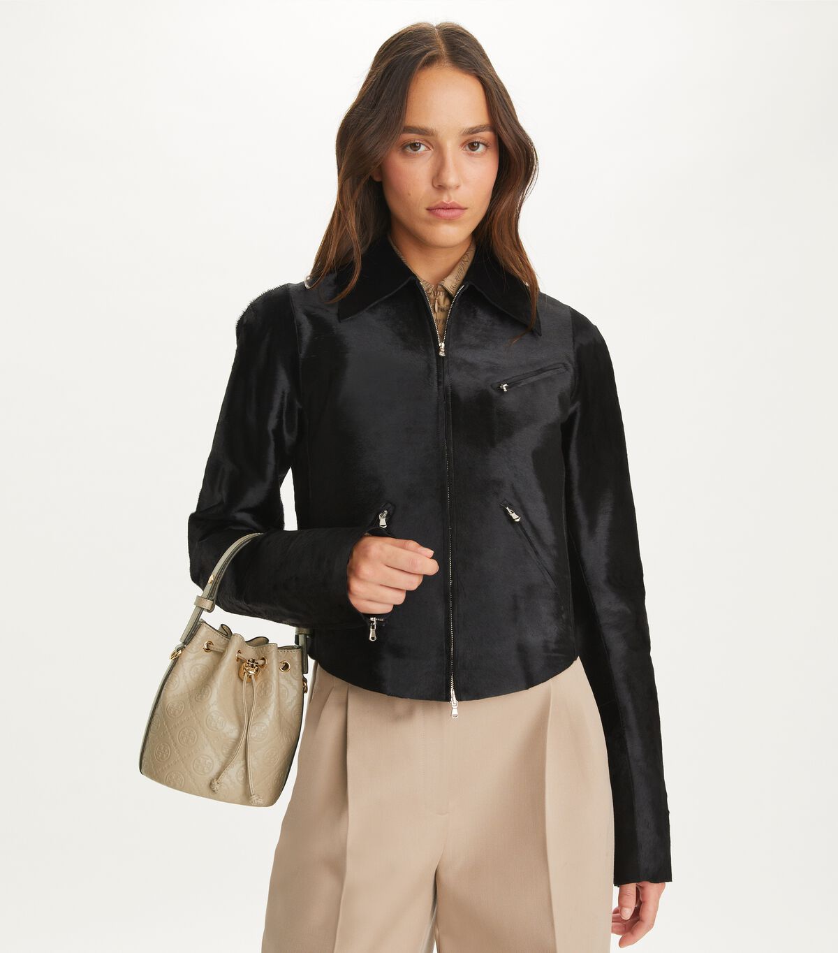 tory burch t monogram leather mini bucket bag