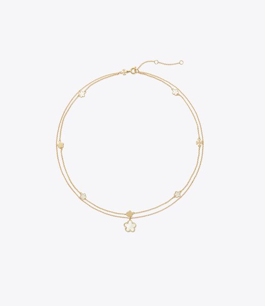 tory burch layered flower pendant necklace
