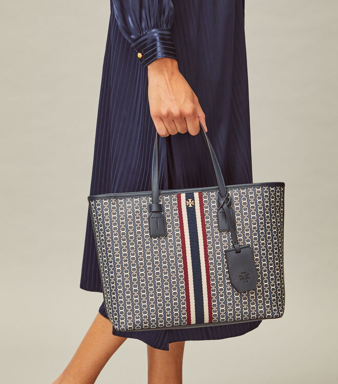 Gemini Link Canvas Small Top-Zip Tote Bag | The Archive Edit | Tory Burch
