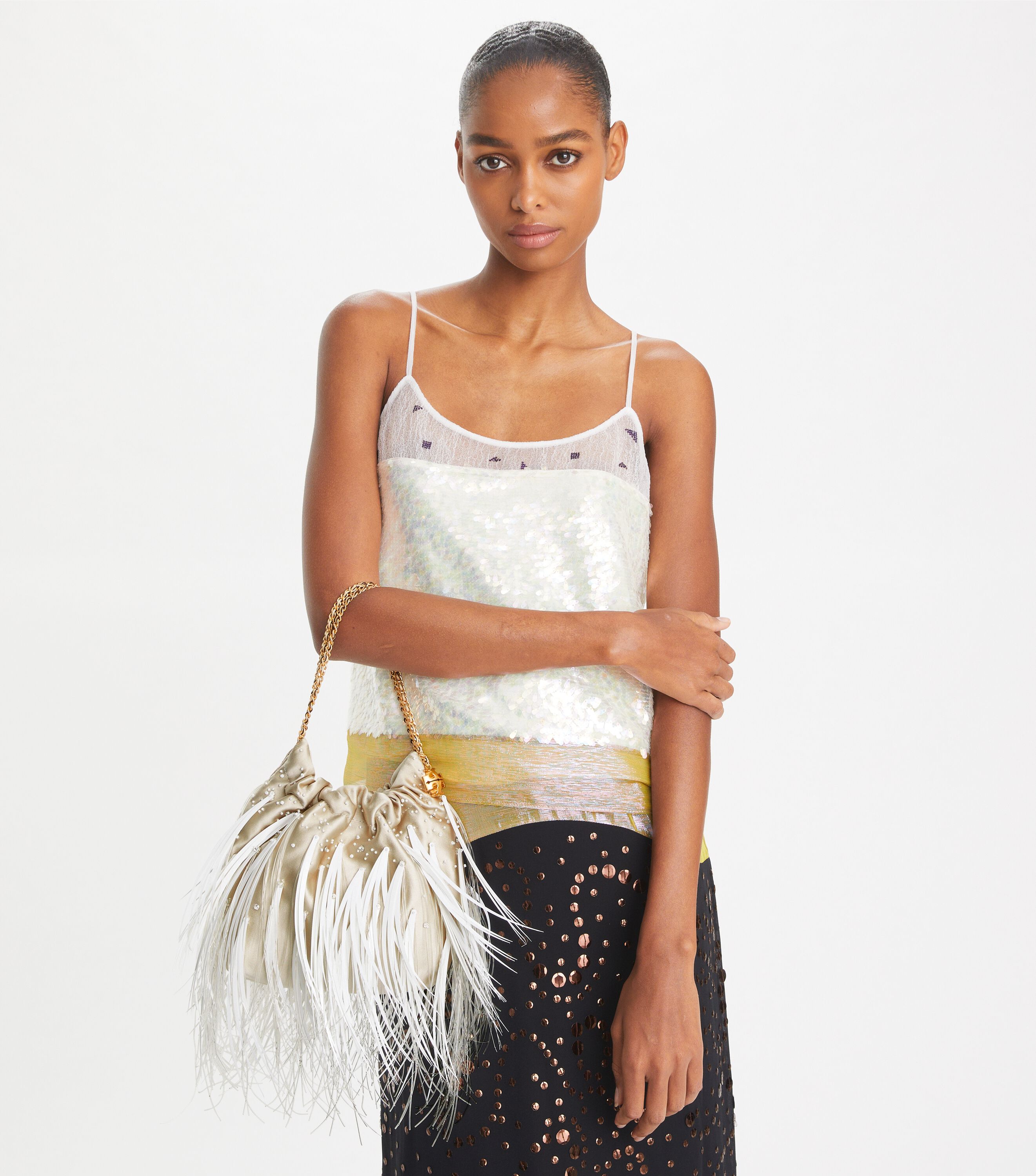 Tory Burch Mini Fleming Feather Drawstring Bag Tory Burch UAE