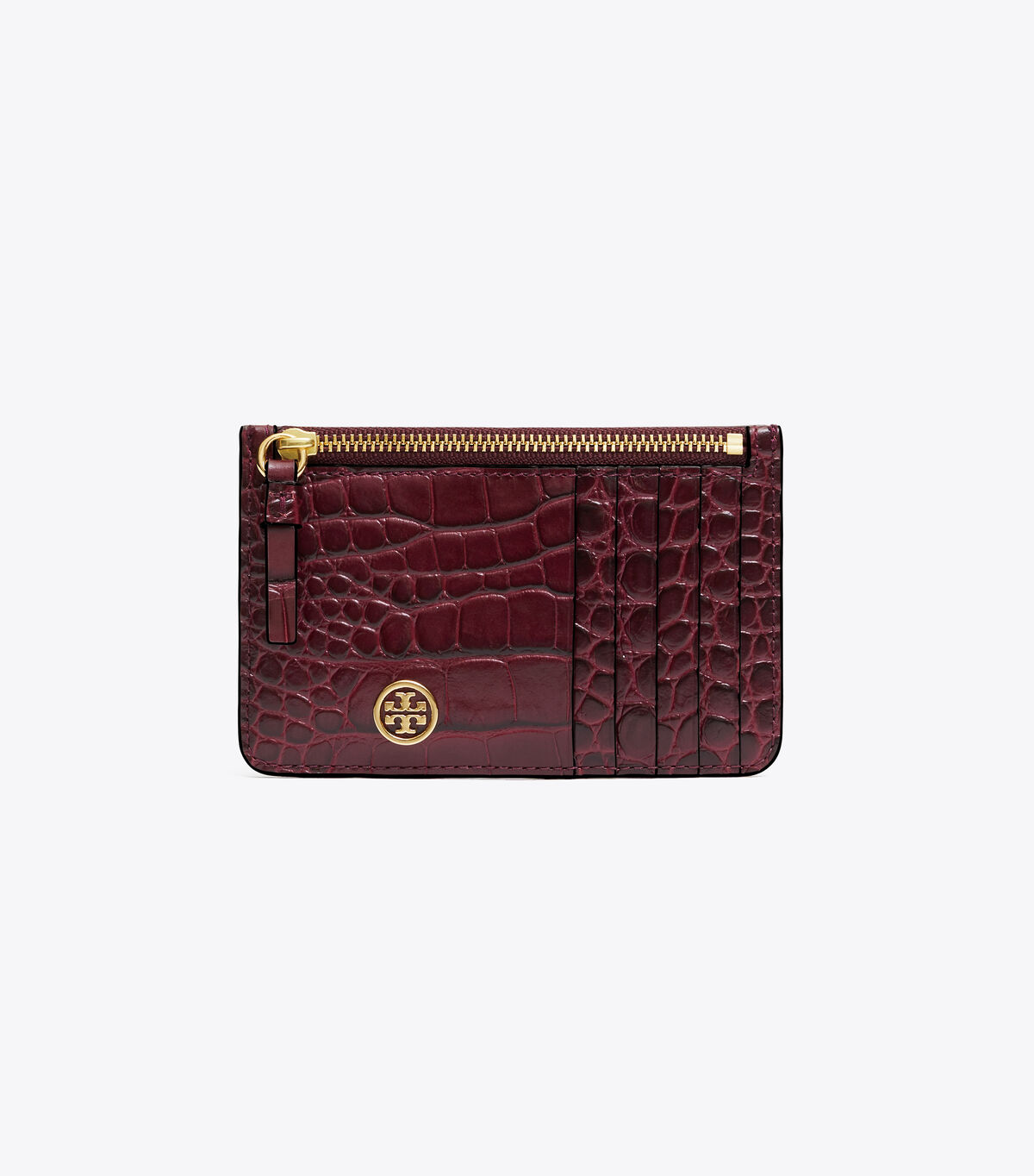tory burch robinson embossed top zip card case