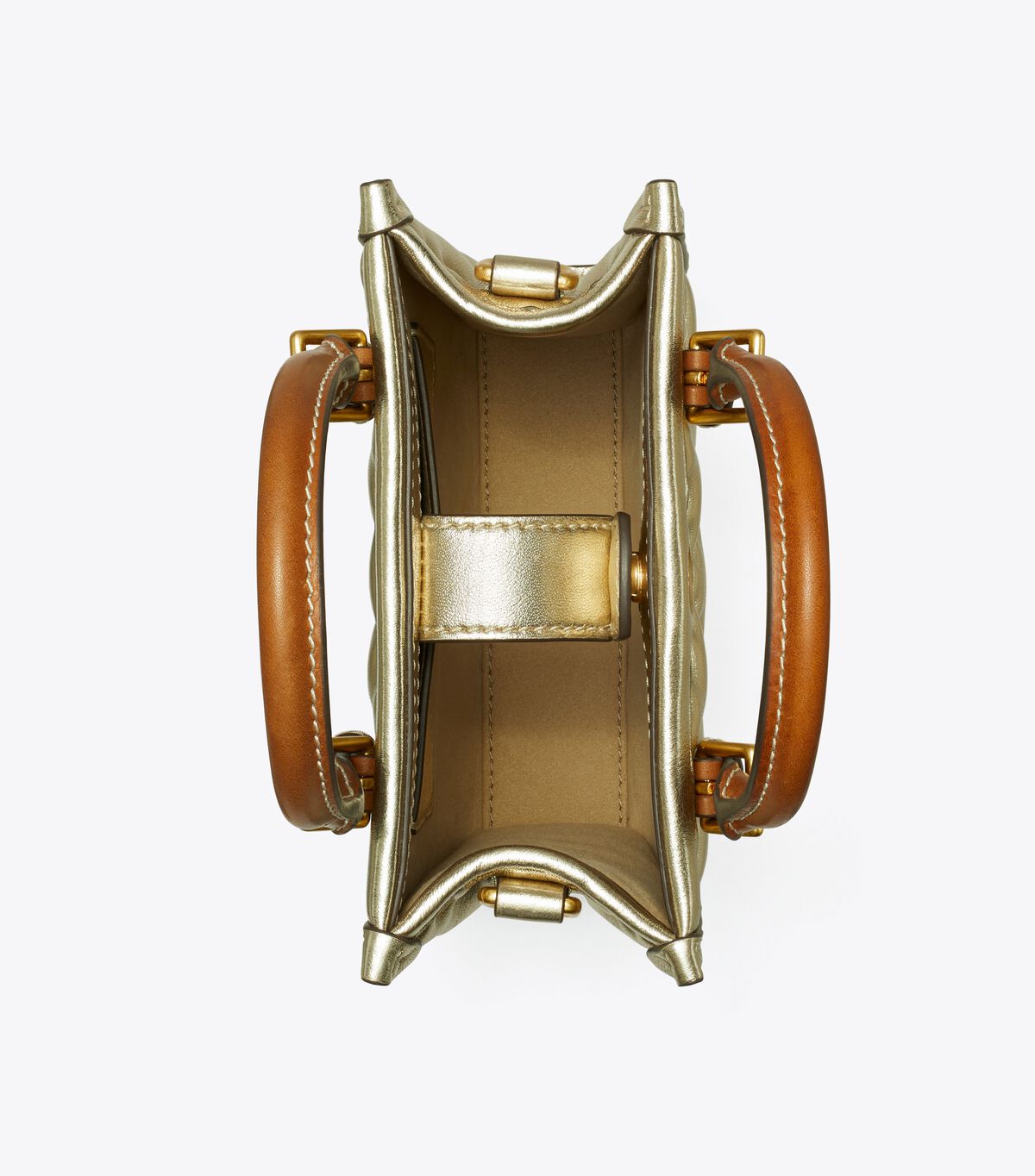 tory burch t monogram embossed metallic mini tote