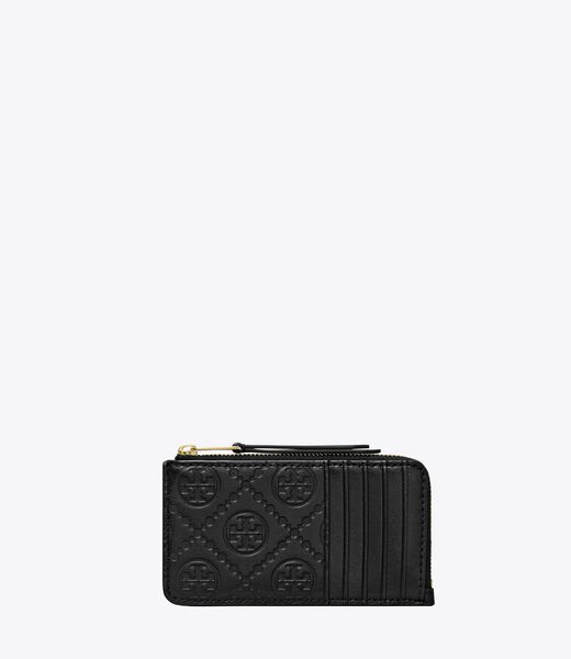 tory burch t monogram leather zip card case