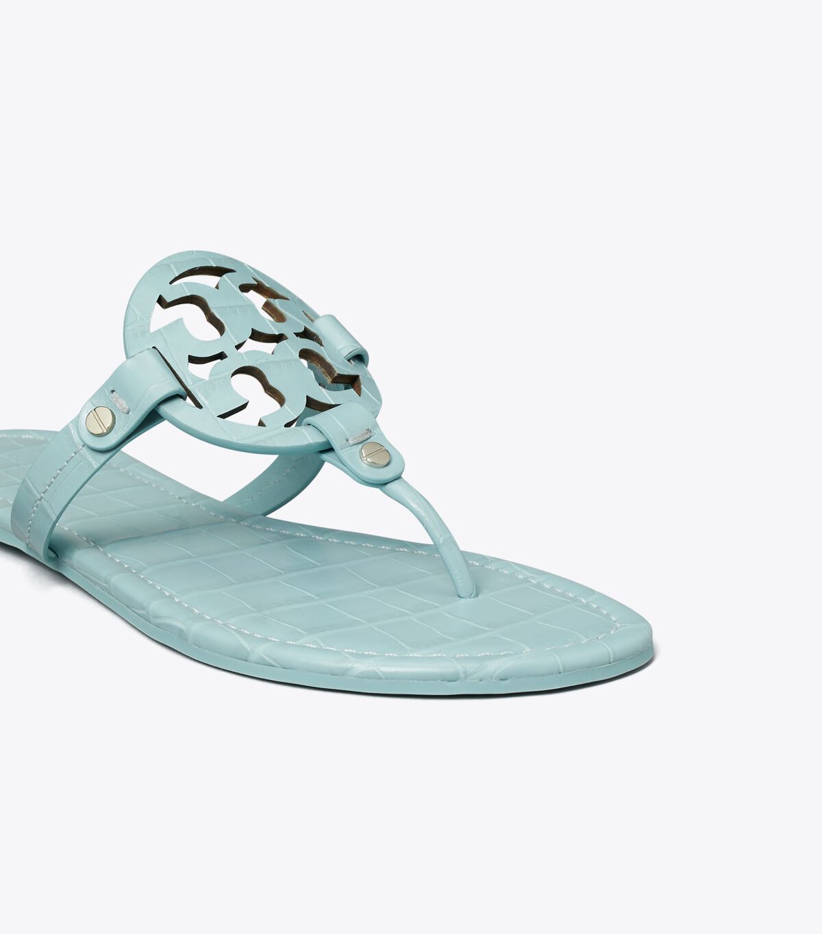 tory burch miller croc embossed leather sandal