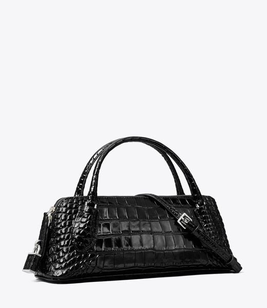 Lock Croc-Embossed Top Handle Bag tory burch lock croc embossed top handle bag