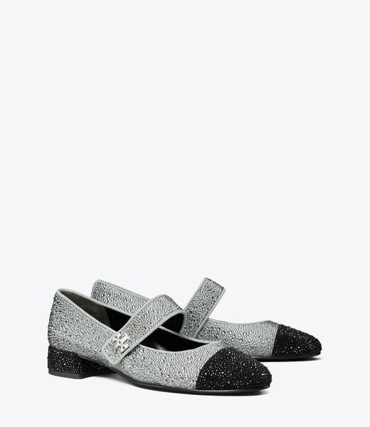 tory burch حذاء ماري جين كريستالي بغطاء للأصابع