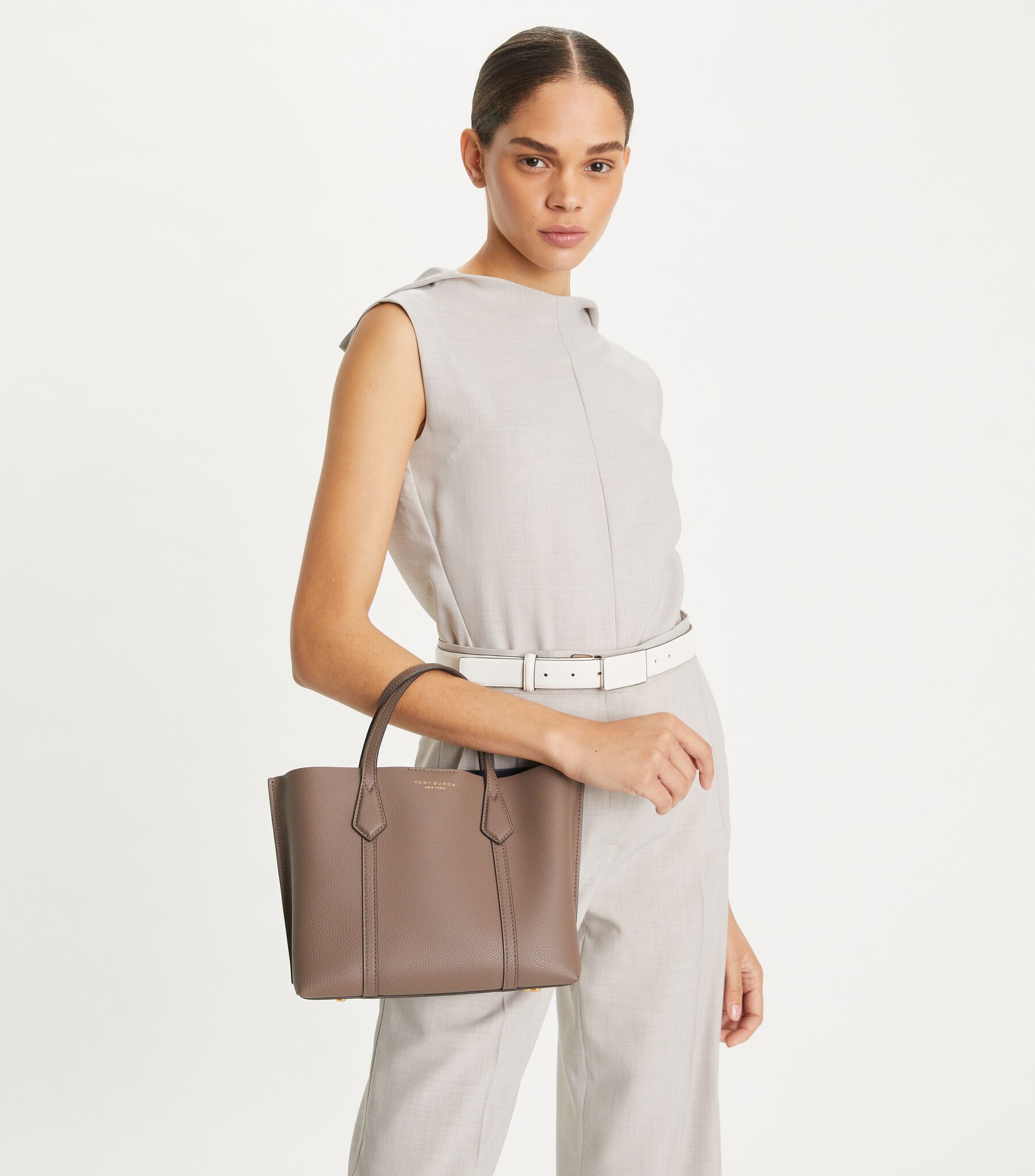 Small Perry Triple-Compartment Tote Bag, Clam Shell Tory Burch UAE