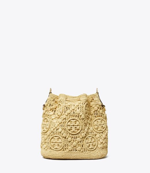 tory burch t monogram raffia bucket bag