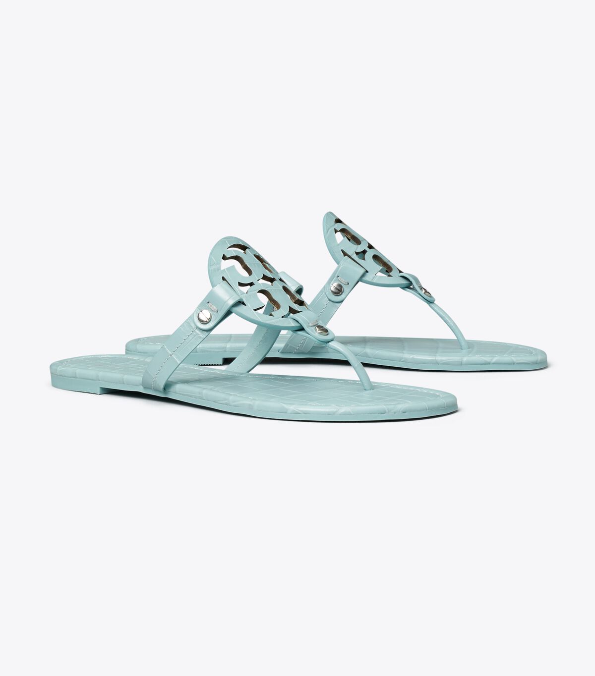 tory burch miller croc embossed leather sandal