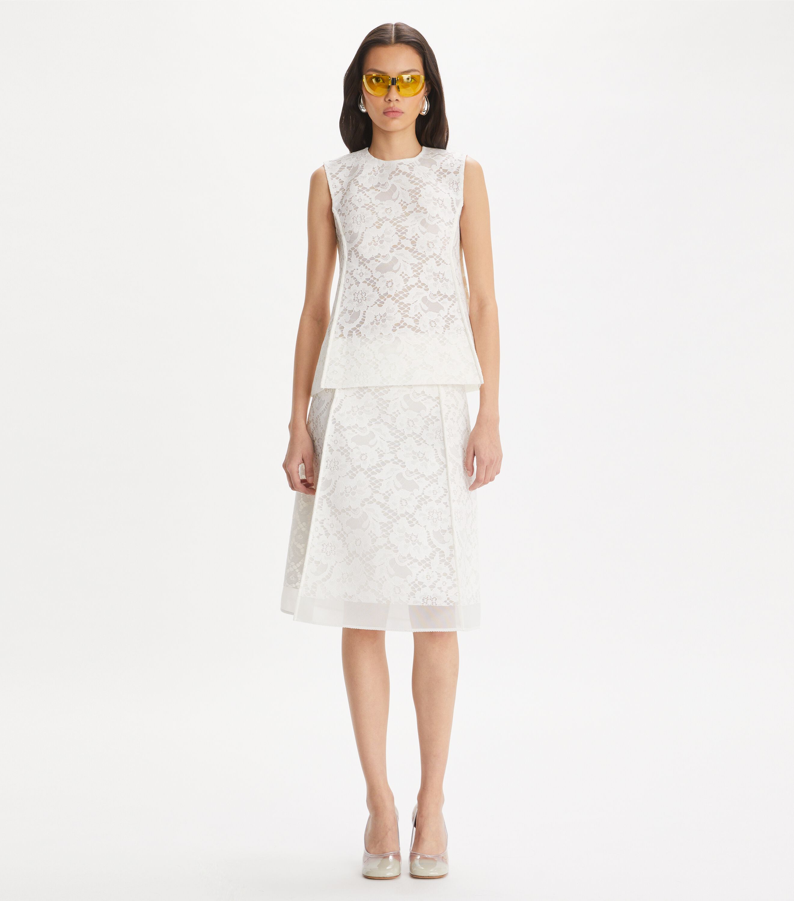 Corded Lace Skirt, White | Tory Burch UAE