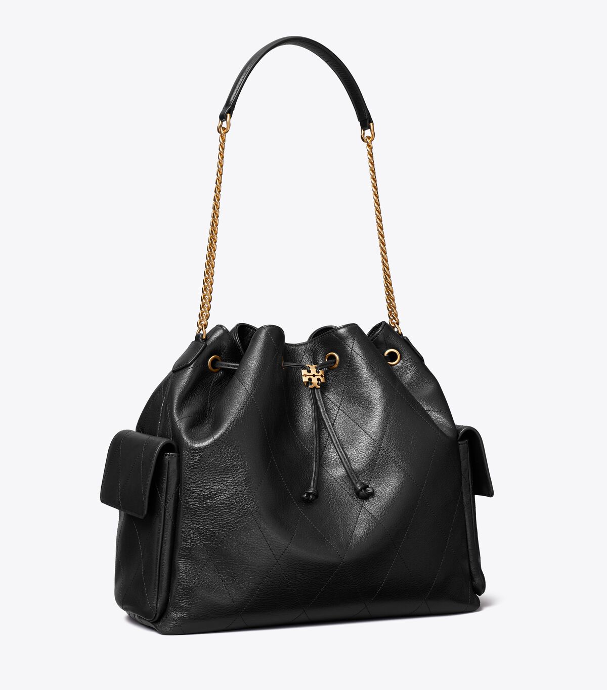 tory burch large charlie quilted drawstring shoulder bag