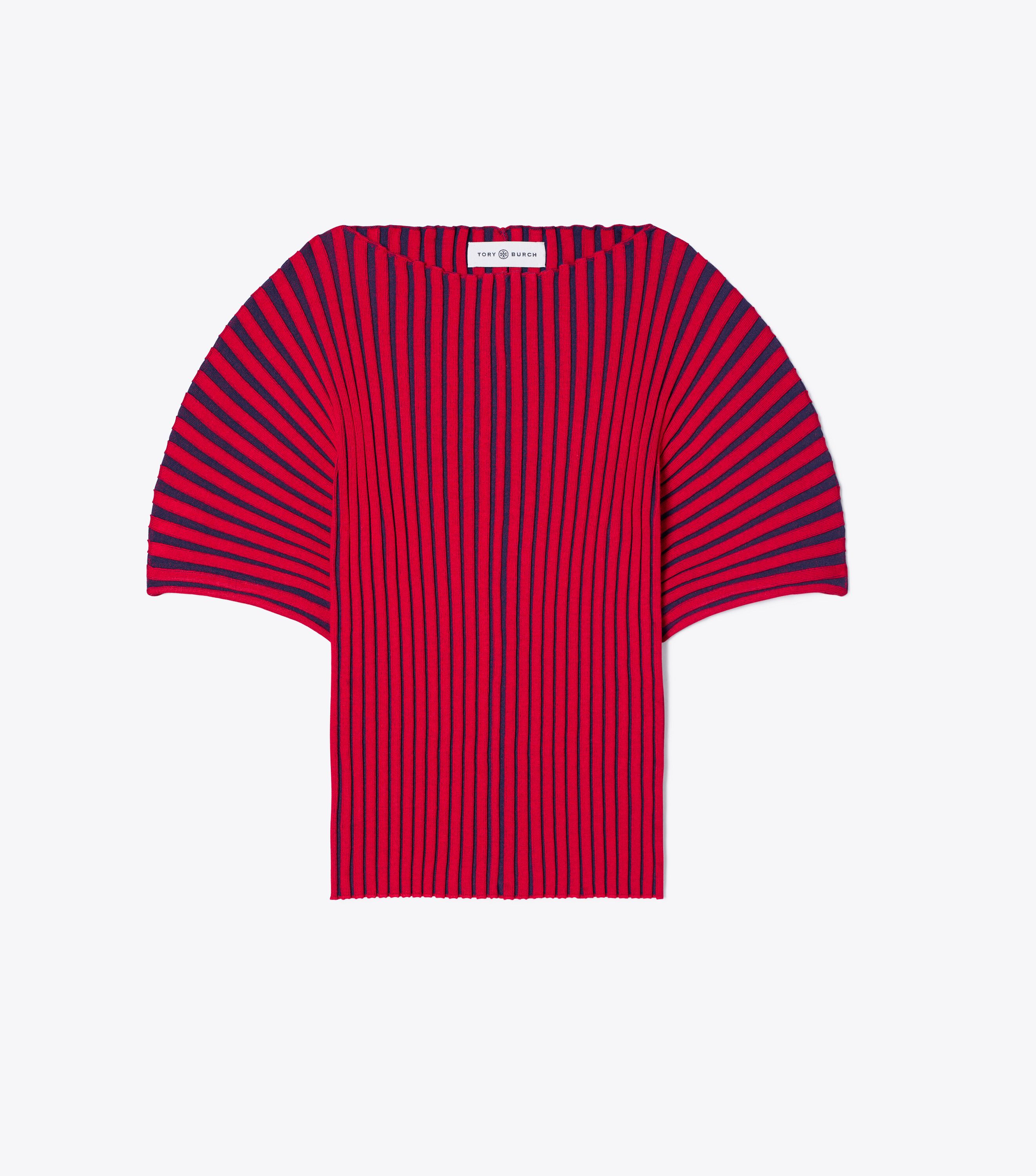 Plaited-Rib Short-Sleeve Sweater 