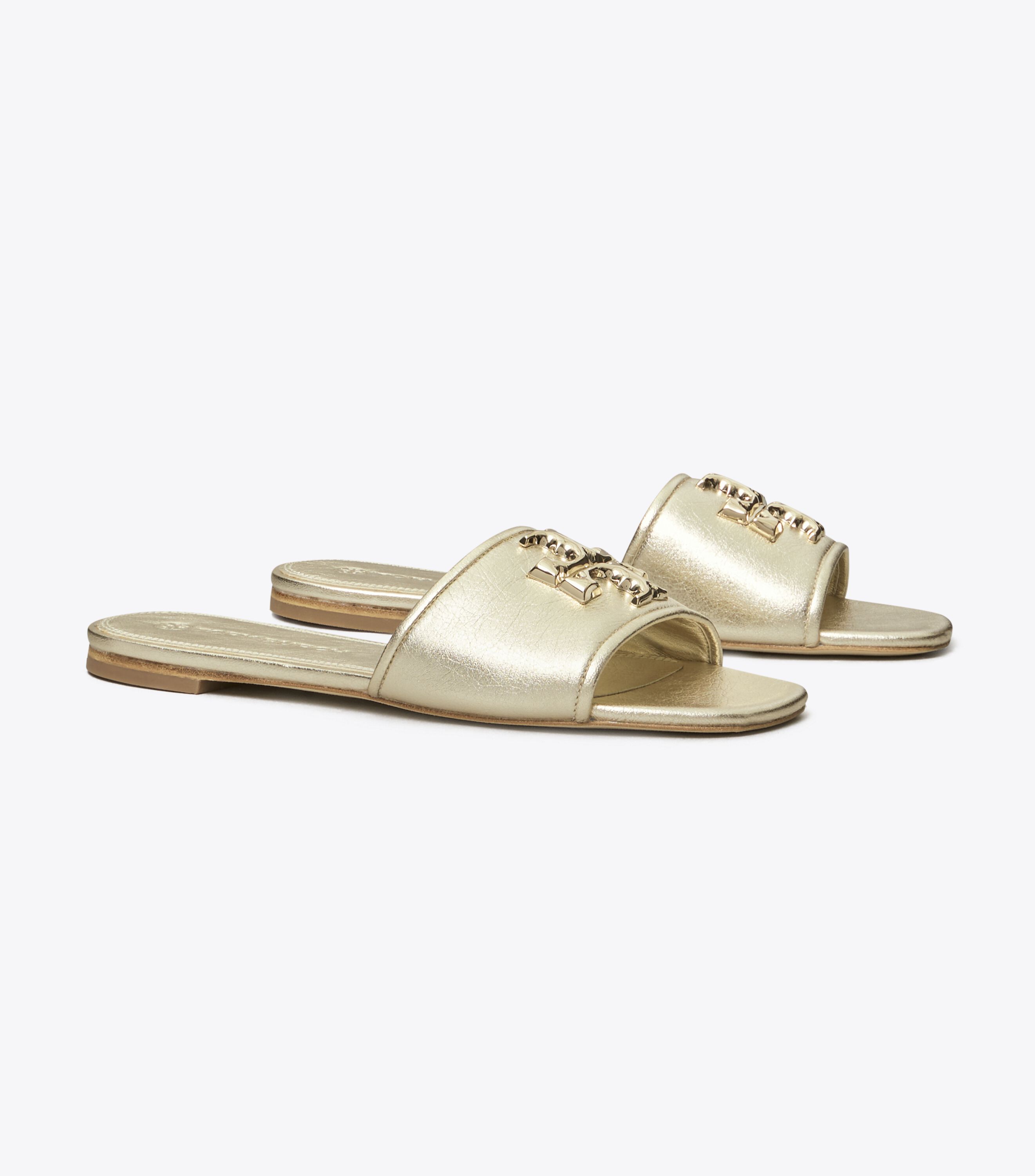 Tory burch gold slides sale