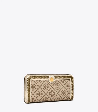 T Monogram Braided Zip Slim Wallet