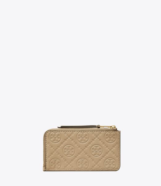 tory burch t monogram leather zip card case