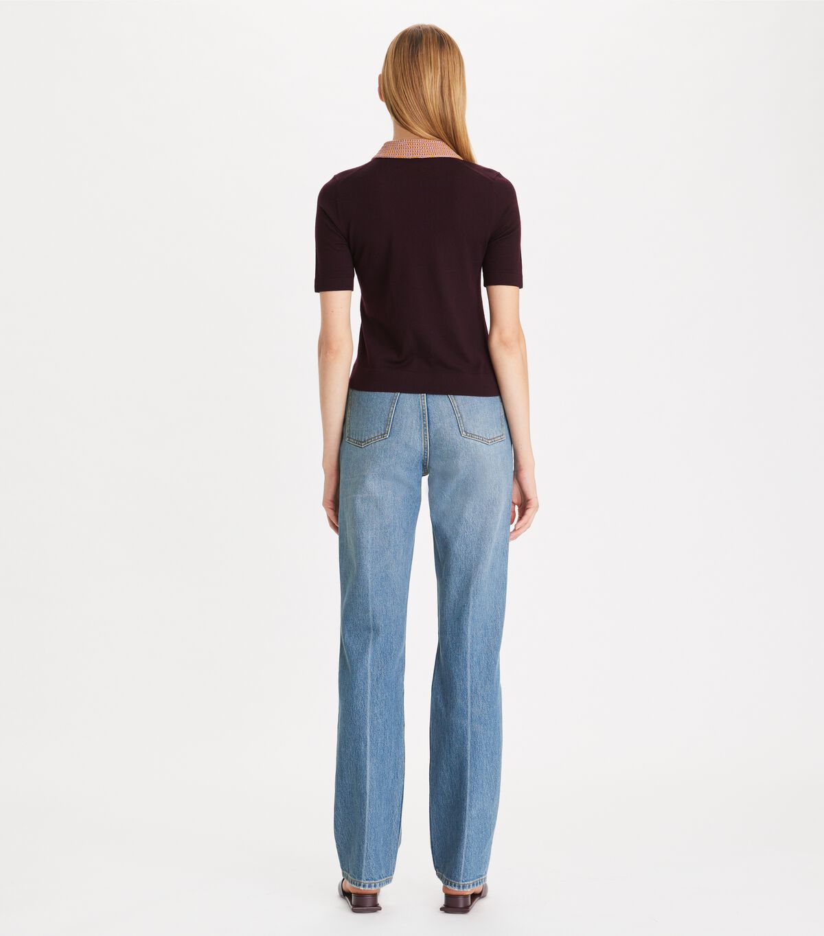 tory burch crochet collar knit polo