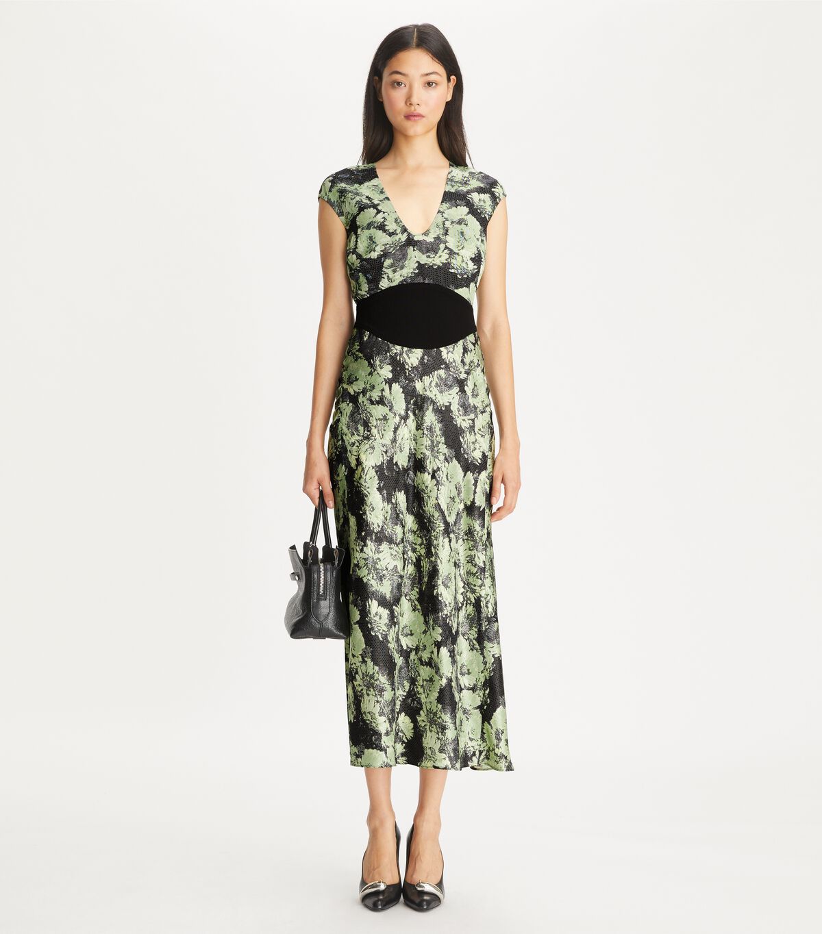 tory burch printed u neck viscose dress