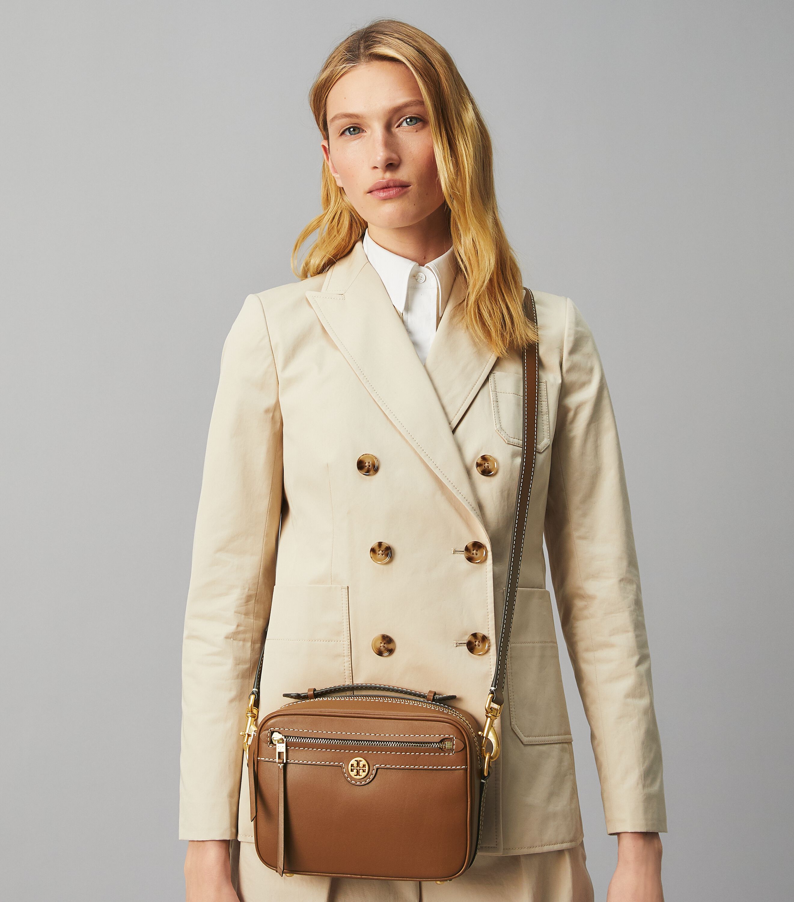 Tory burch leather camera sales bag