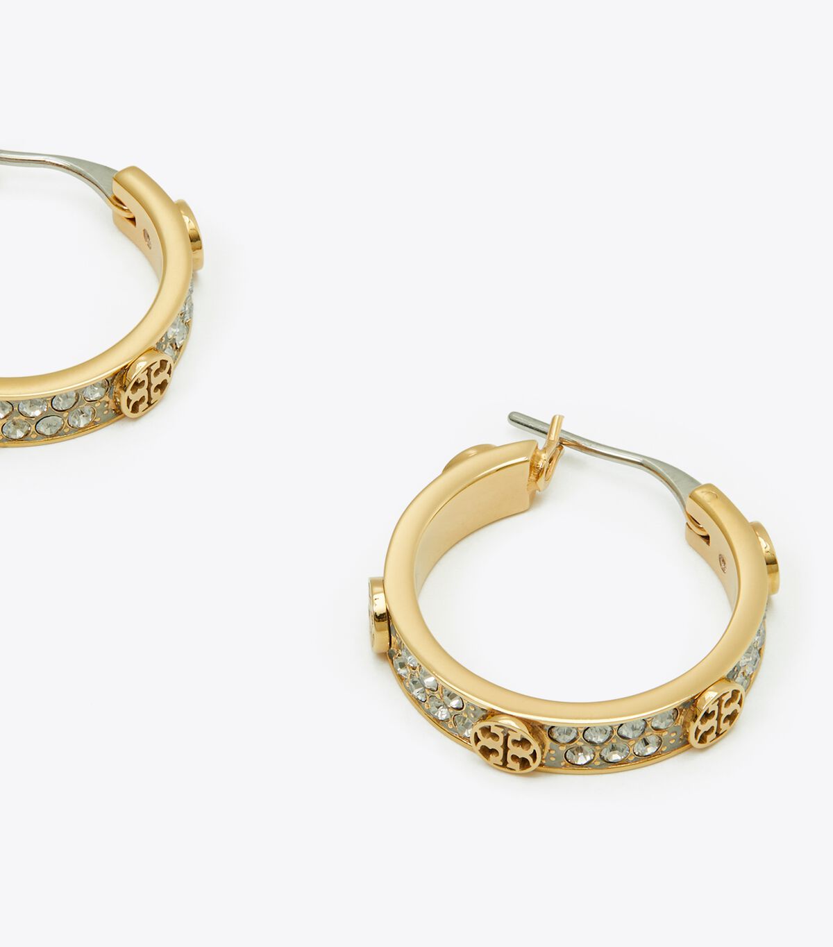 tory burch small icon pave hoop earrings