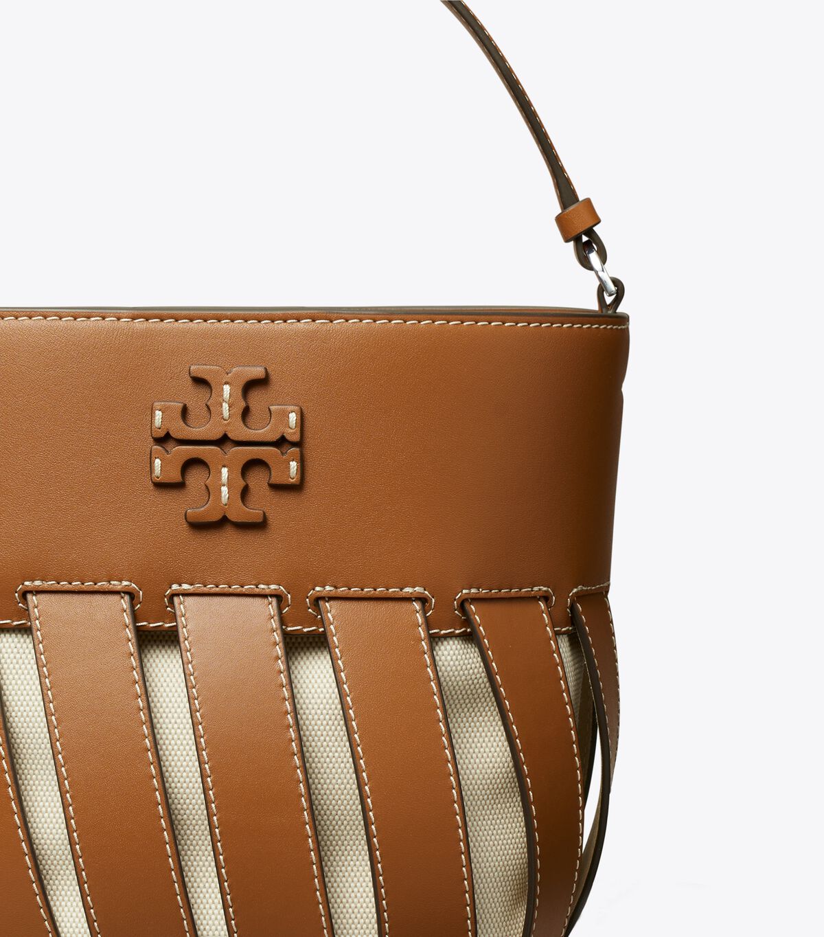 tory burch small mcgraw stripe die cut bucket bag