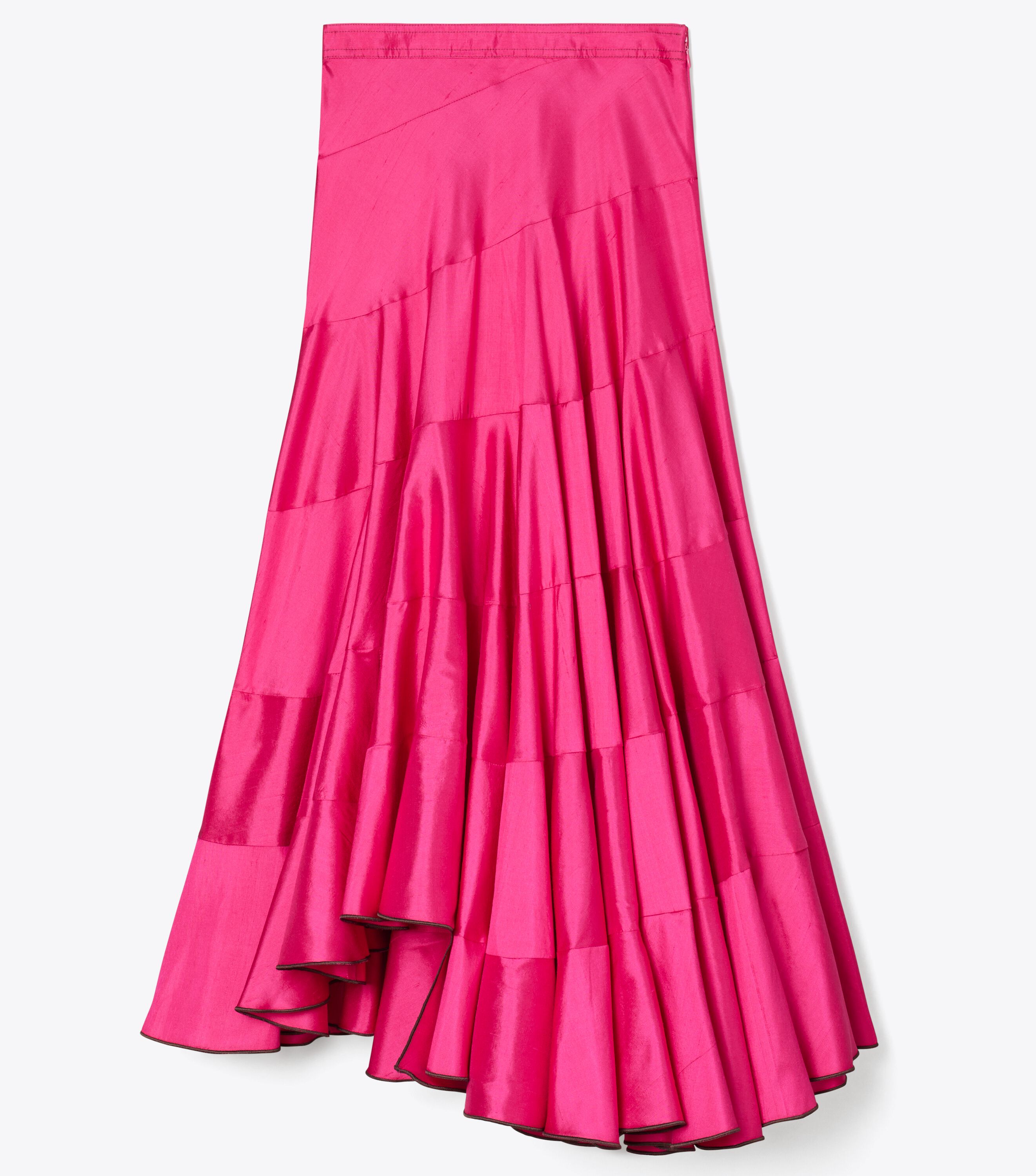 Flared Cotton Silk Skirt, Bold Pink | Tory Burch UAE