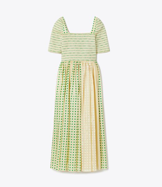 Printed Silk Smocked Dress