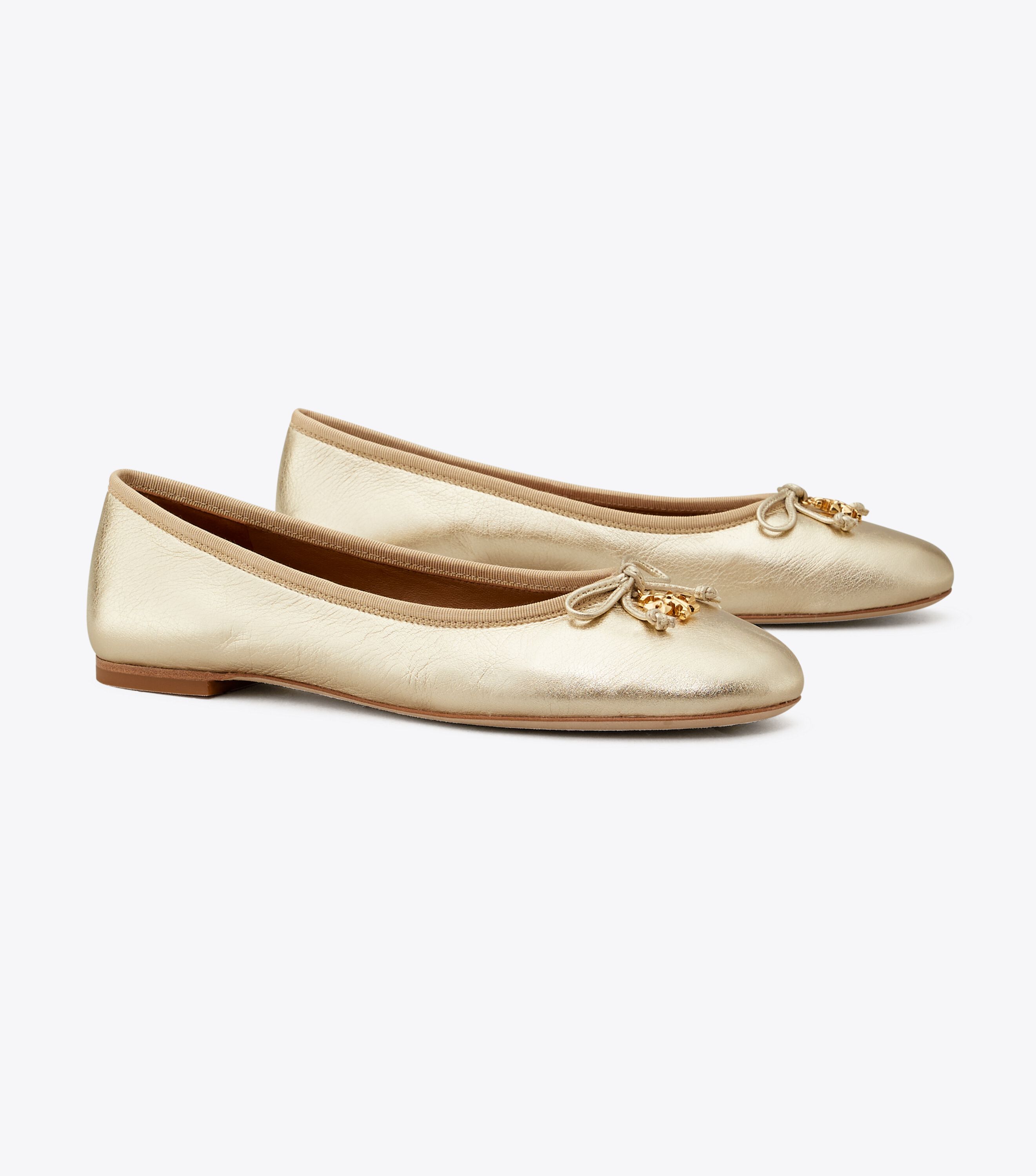 Tory Charm Metallic Ballet Flat Shoes Tory Burch