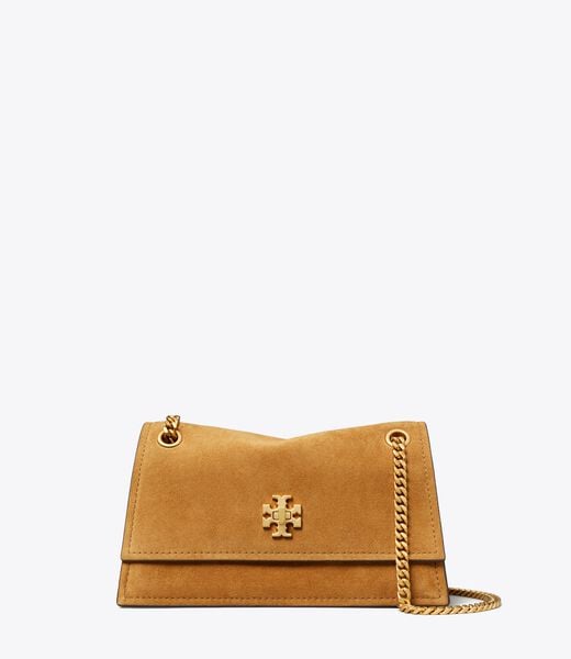 tory burch حقيبة كتف كيرا صغيرة من جلد الغزال بقفل دوار