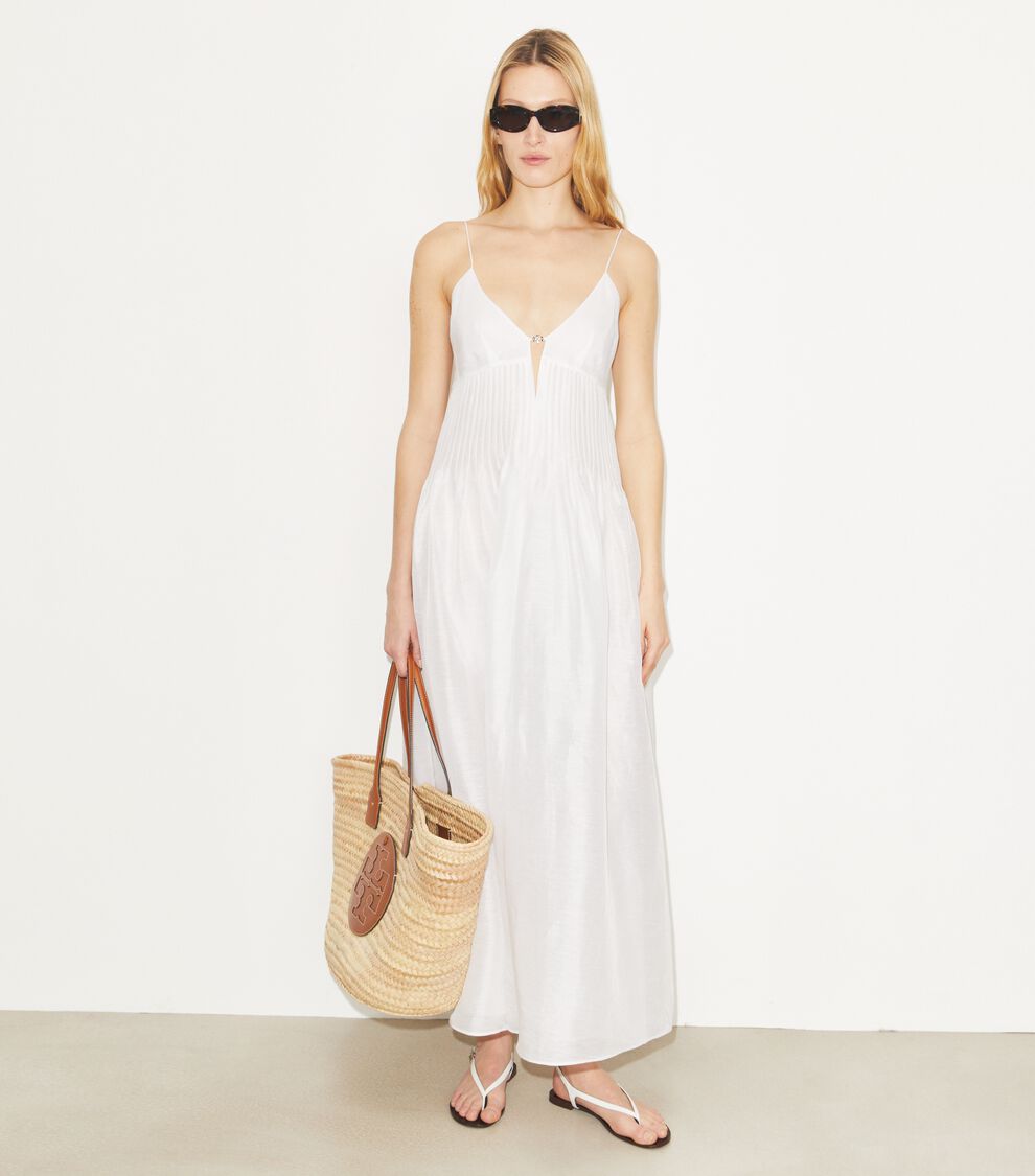 chinese dress ladies Tory Burch Women's Navy Sundial Linen Caftan Maxi Dress (US, Alpha,  X-Small, Regular, Regular, Navy Sundial) at Amazon Women's Clothing store