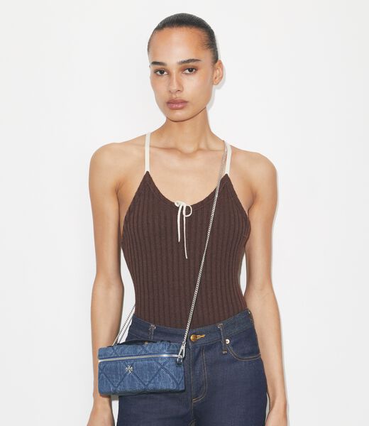 tory burch kira diamond quilt denim vanity case