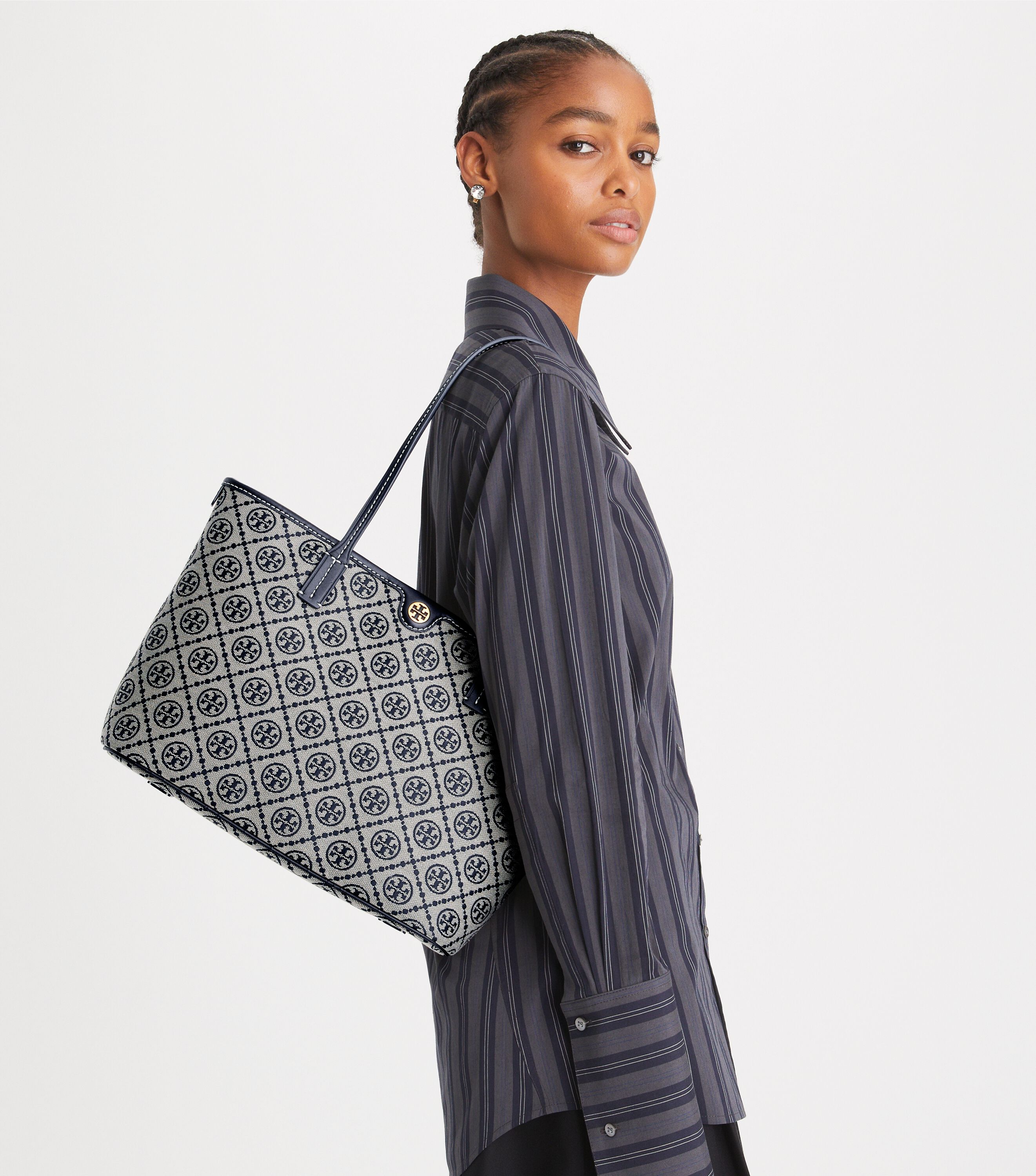 Small T Monogram Zip Tote Handbags Tory Burch