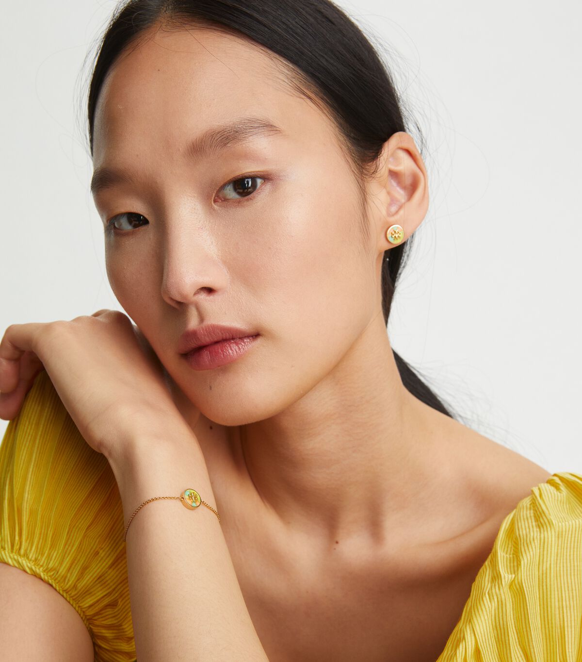 Kira Printed Circle-Stud Earring