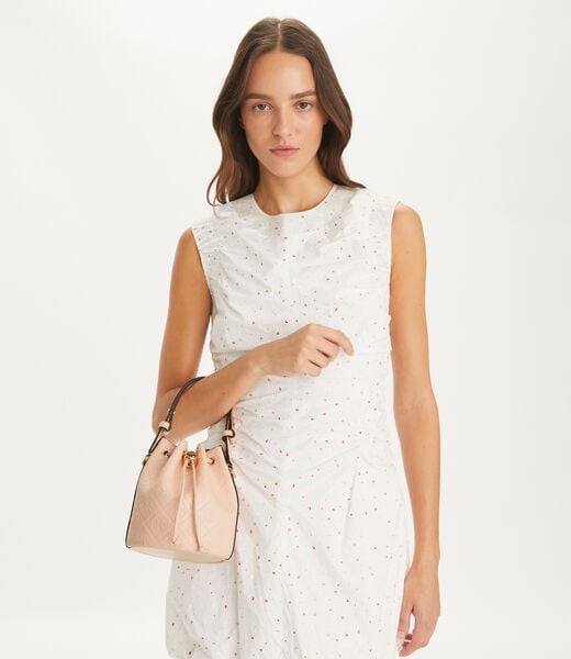 tory burch t monogram leather mini bucket bag