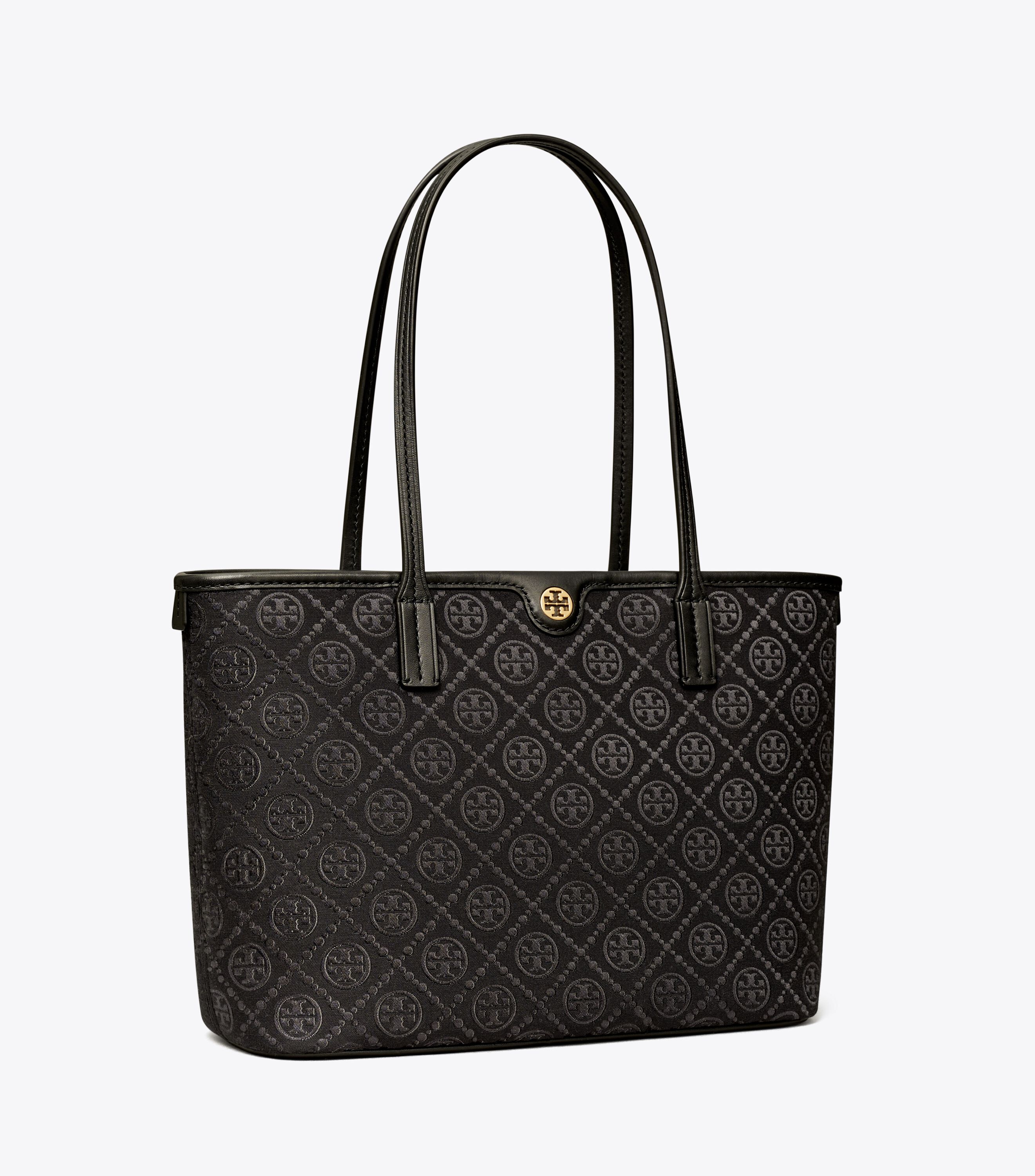 Small T Monogram Zip Tote, Black | Tory Burch UAE