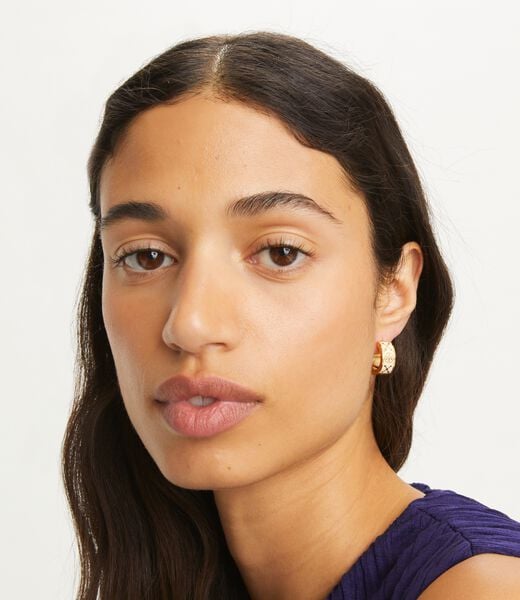 tory burch small t monogram hoop earring