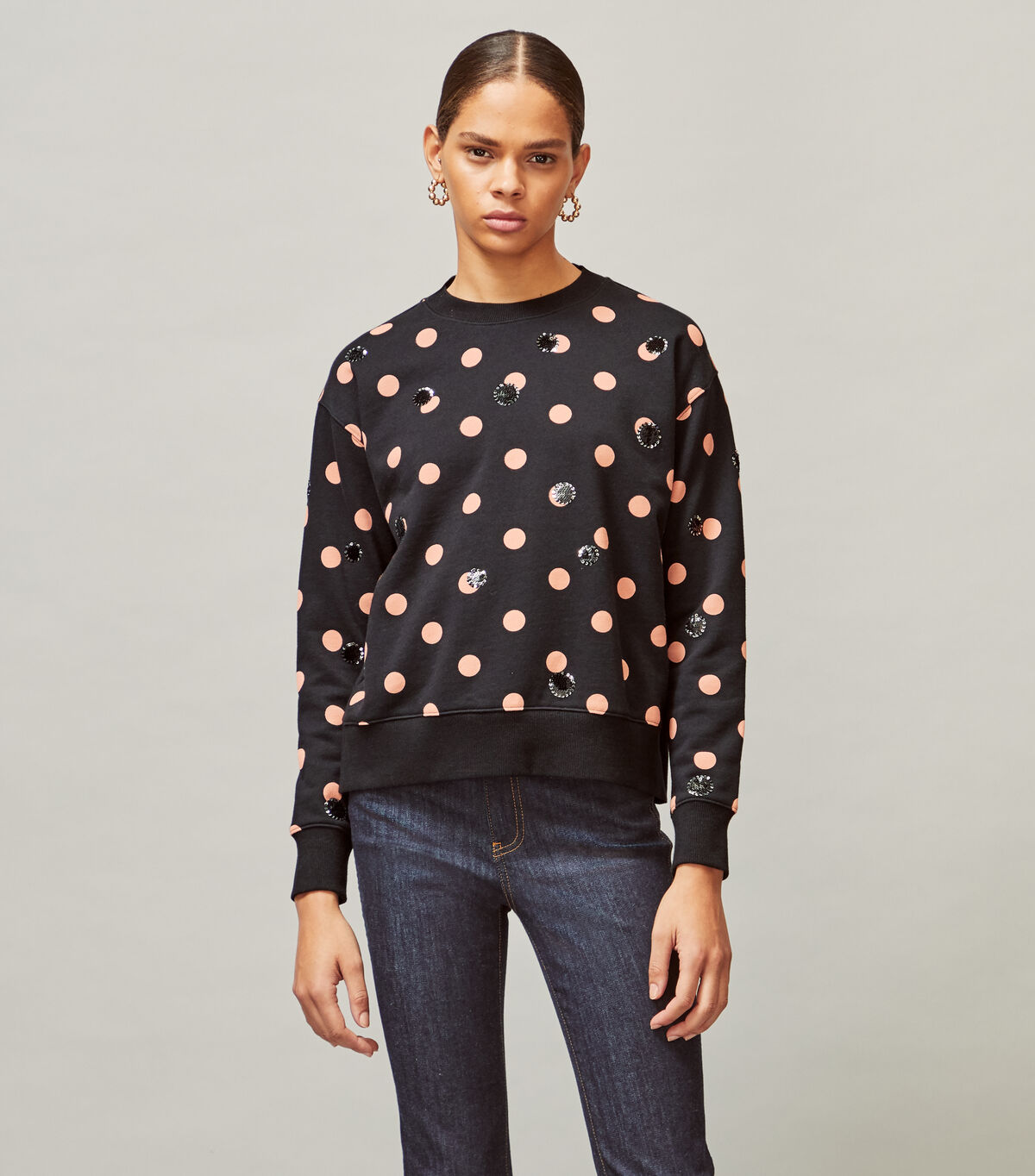 tory burch sequin polka dot sweatshirt
