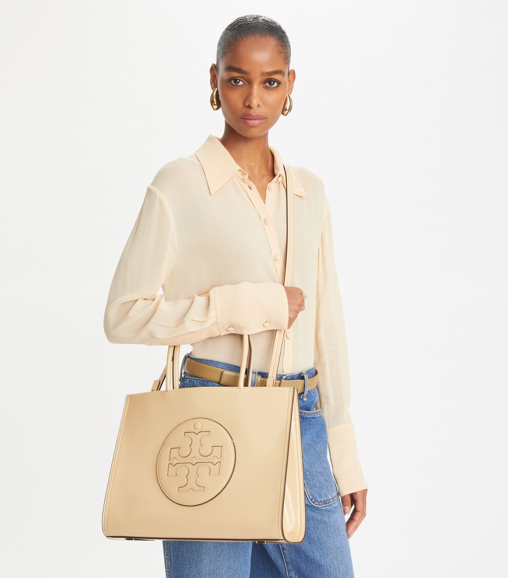 Small Ella Bio Patent Tote, Vanilla Soft Serve Tory Burch UAE