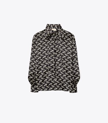 Printed Bow Blouse