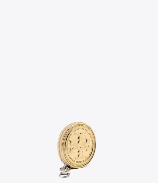 tory burch fleming soft metallic coin pouch key fob