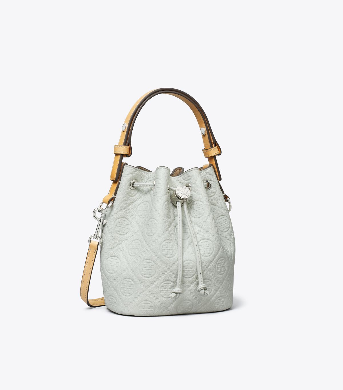 tory burch t monogram pebble mini bucket bag