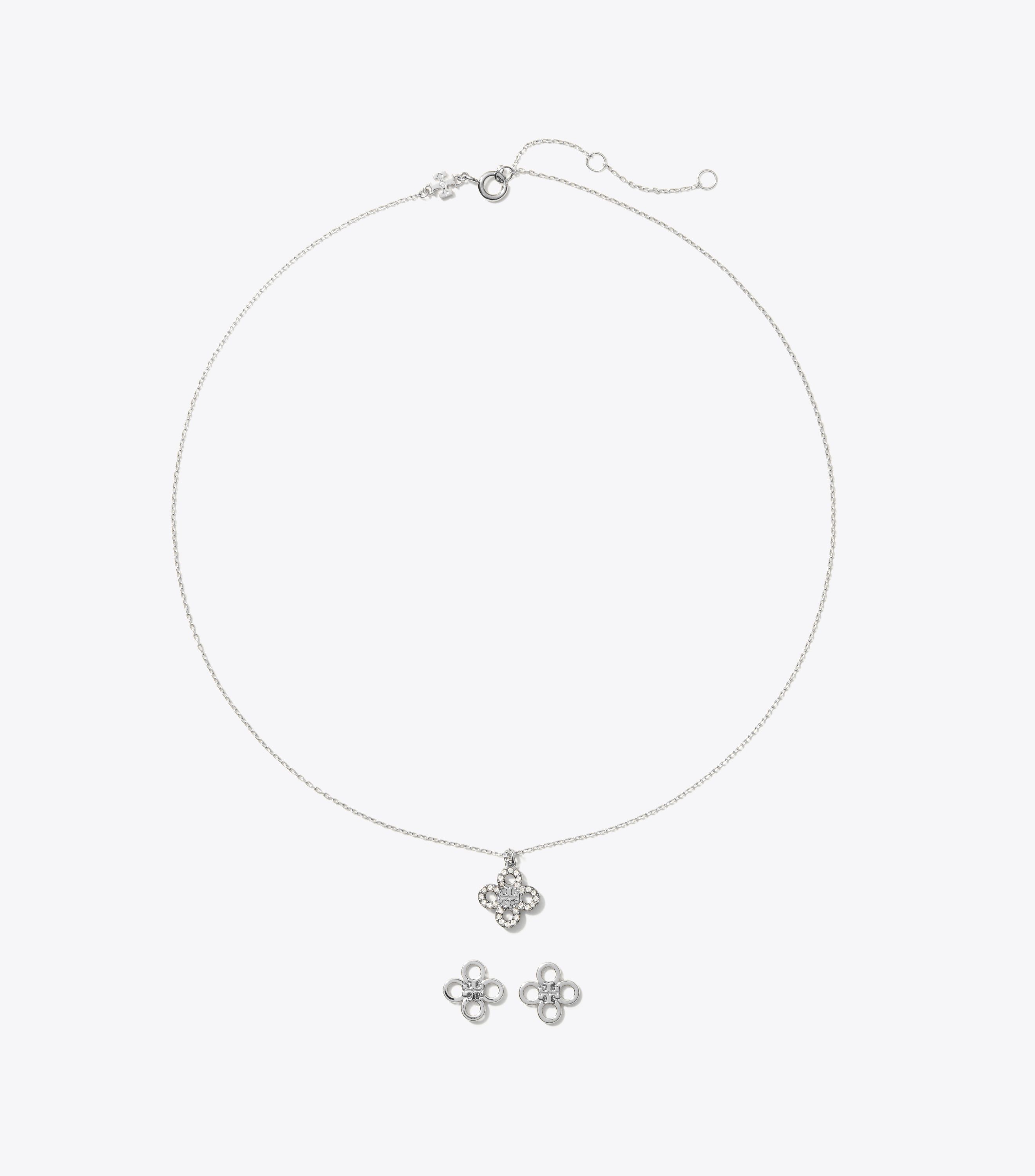 Kira Clover Pav Pendant and Stud Gift Set Jewelry Watches