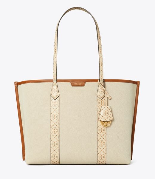 tory burch perry canvas triple compartment tote