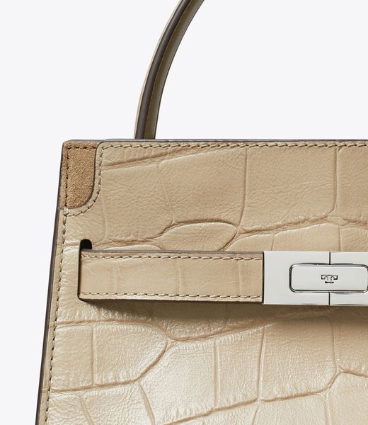 tory burch petite lee radziwill croc embossed double bag
