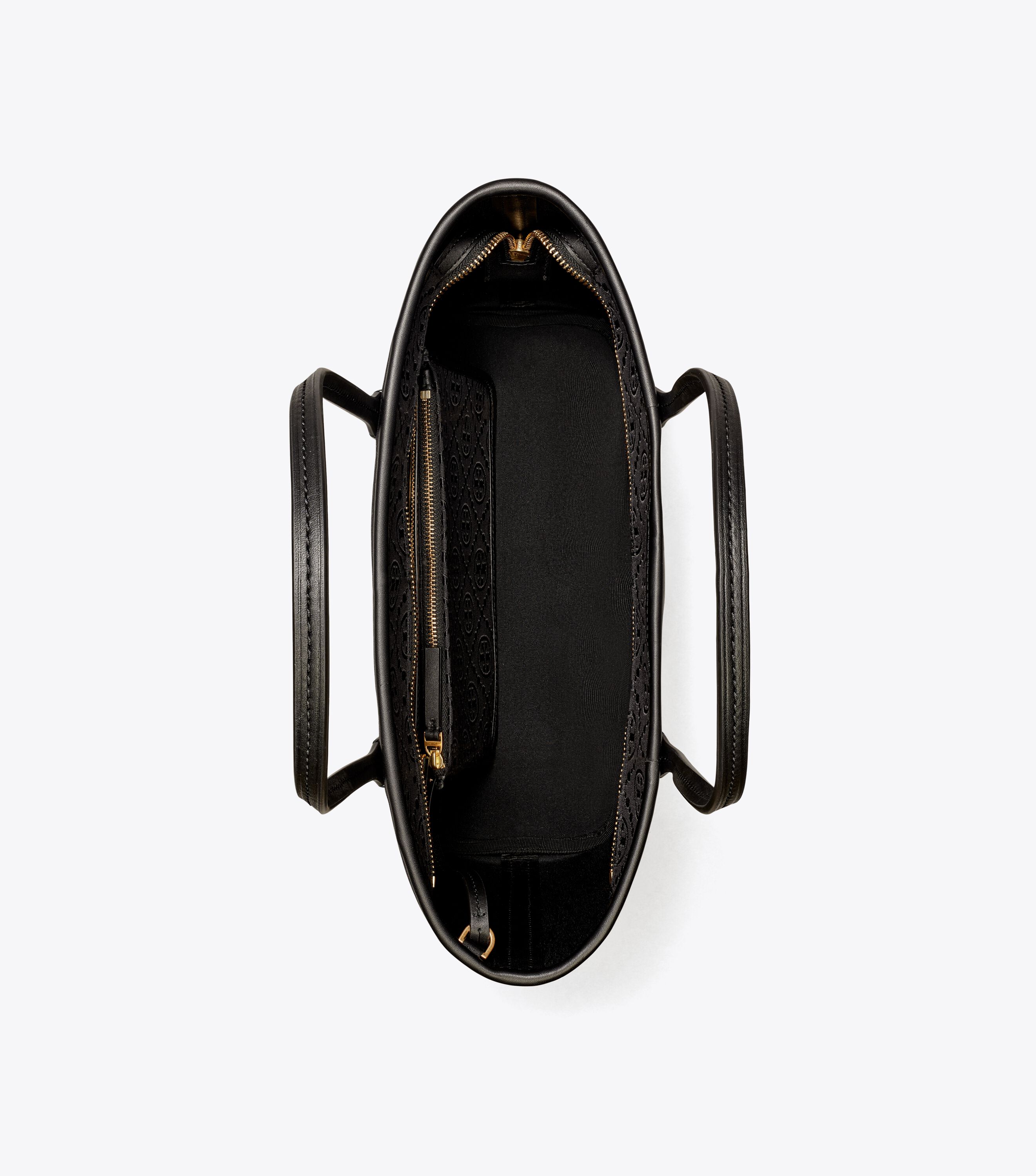 Small T Monogram Zip Tote, Black | Tory Burch UAE