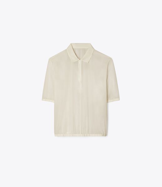tory burch poplin zip polo